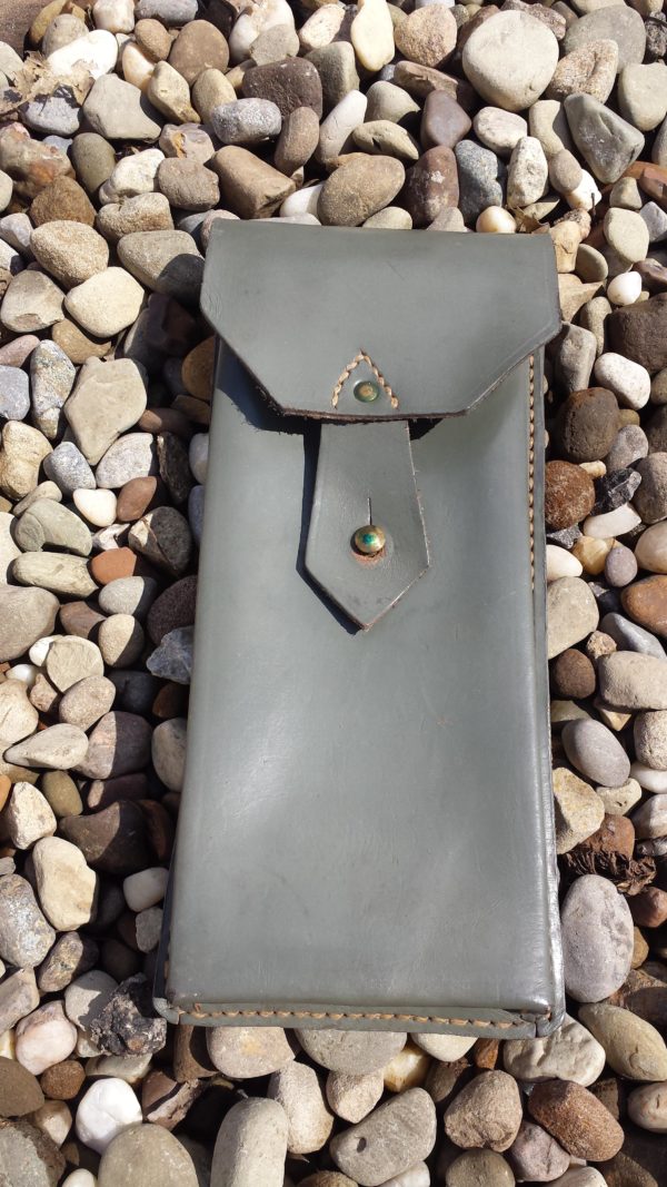Romanian Gray Leather Single Magazine Pouch